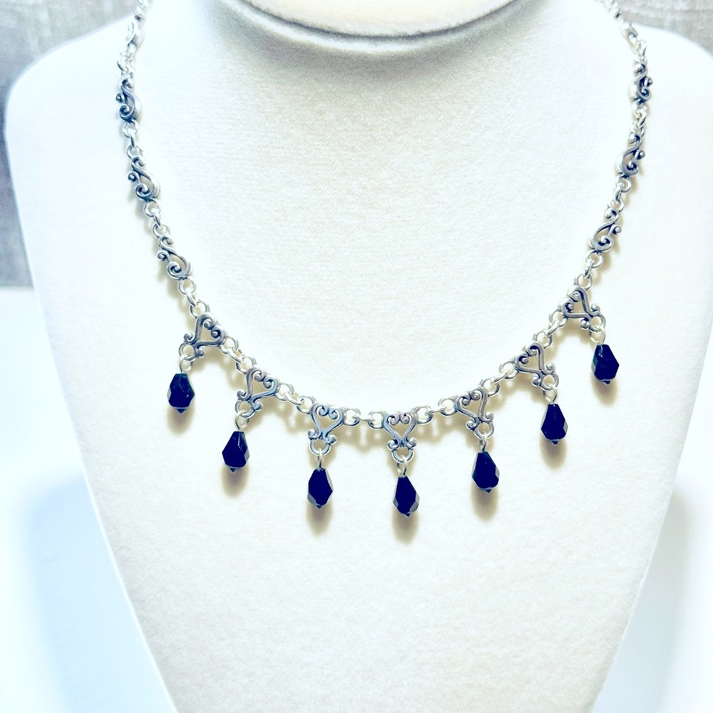 Brighton Retired Vivaldi Black Teardrop Scroll Necklace